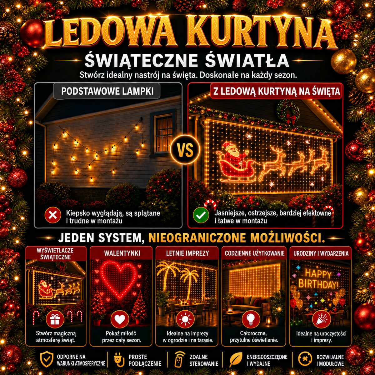 Świąteczna Kurtyna LED — zdjęcie 2