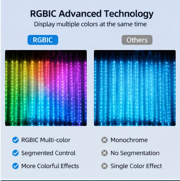 Bluetooth RGB LED Curtain Lights